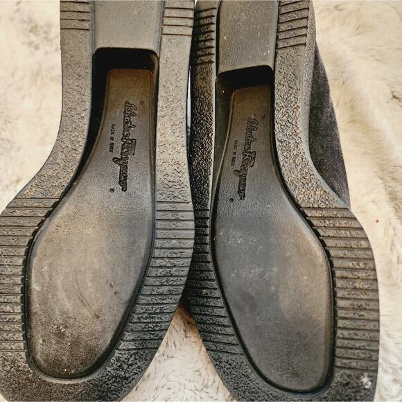 SALVATORE FERREGAMO SPORT SUEDE LACE UP BLACK  SHOES SIZE 8 1190 - Picture 9 of 9